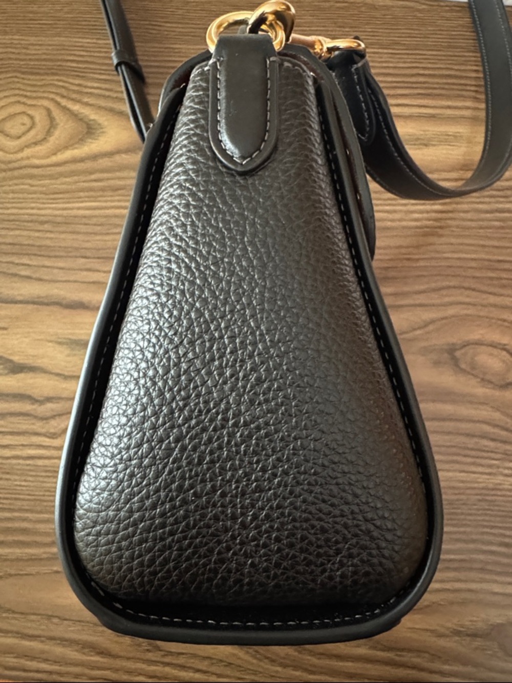 Coach Black and Brown Signature Rivet Morgan Top Handle Satchel Gold Hardware - Picture 8 of 13